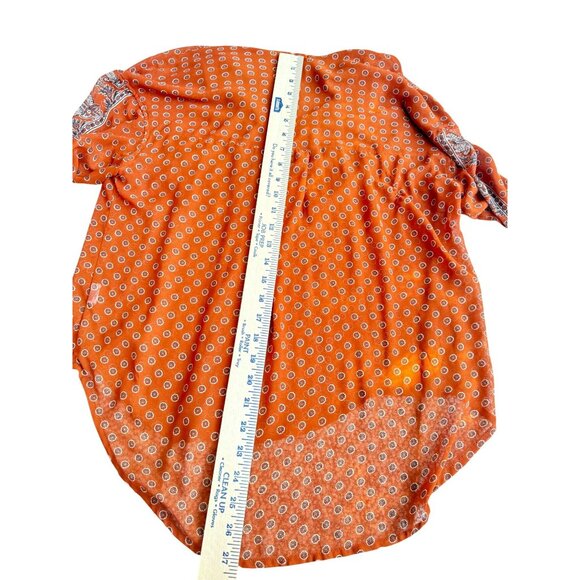 Free People Women's Orange Paisley Long Sleeve Blouse Size Small - Picture 16 of 16